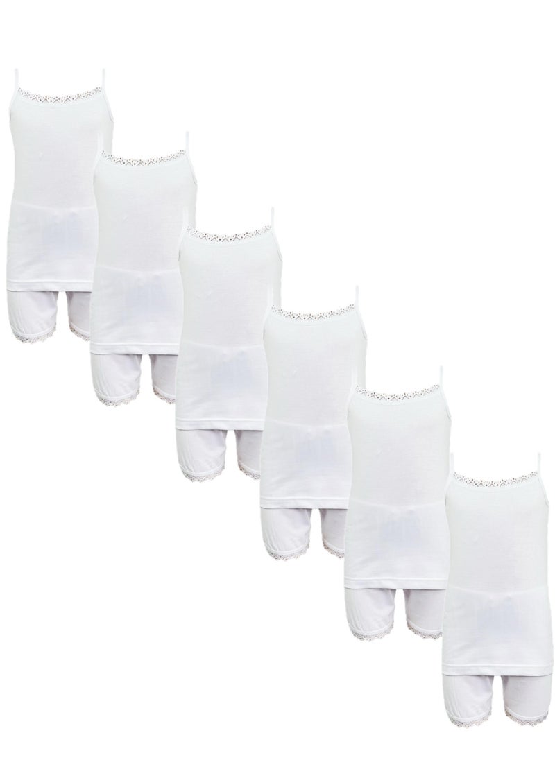 City Rose - 6 - Sets Cotton Camisole and Short Underwear Girls Set White - Image 1