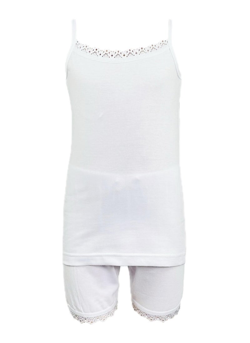 City Rose - 6 - Sets Cotton Camisole and Short Underwear Girls Set White - Image 1