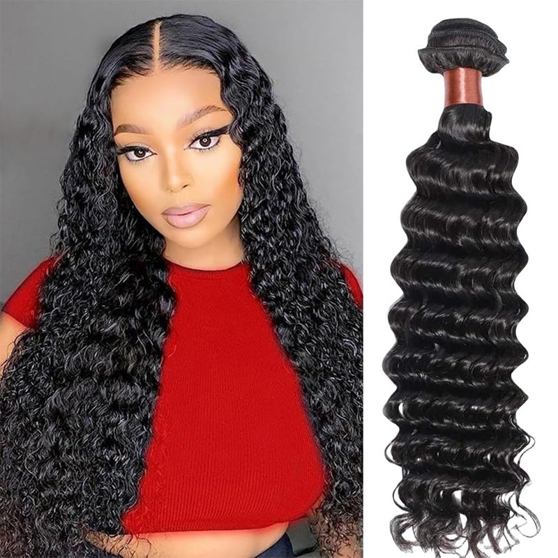 Angie Queen Deep Wave One Bundle 28 Inch 100 Unprocessed Brazilian Virgin Hair Deep Wave Human Hair Bundles Wet and Wavy Bundles Natural Black Color Can Be Dyed and Bleached