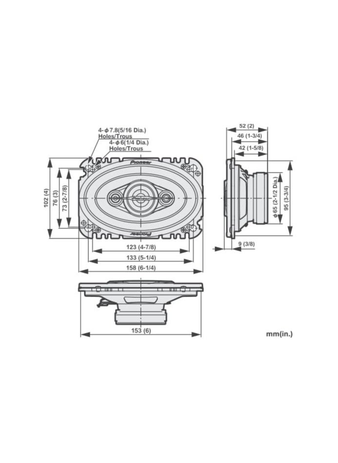 Pioneer - TS-A4671F 4x6 4 Way Coaxial Speaker Set with 2 Speakers (210W Max., 30W Sine Each), Powerful Sound, High Efficiency, 42mm Installation Depth, 93 x 153mm Installation Cut-Out - Image 1
