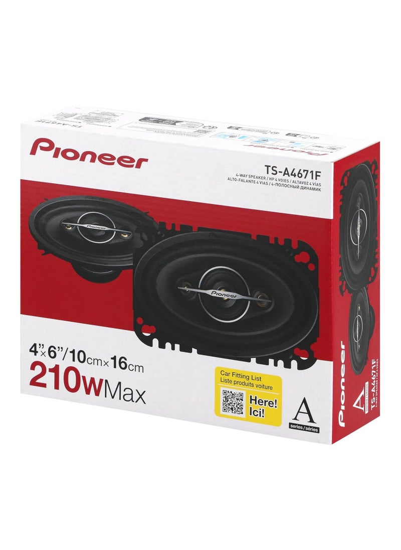 Pioneer - TS-A4671F 4x6 4 Way Coaxial Speaker Set with 2 Speakers (210W Max., 30W Sine Each), Powerful Sound, High Efficiency, 42mm Installation Depth, 93 x 153mm Installation Cut-Out - Image 1