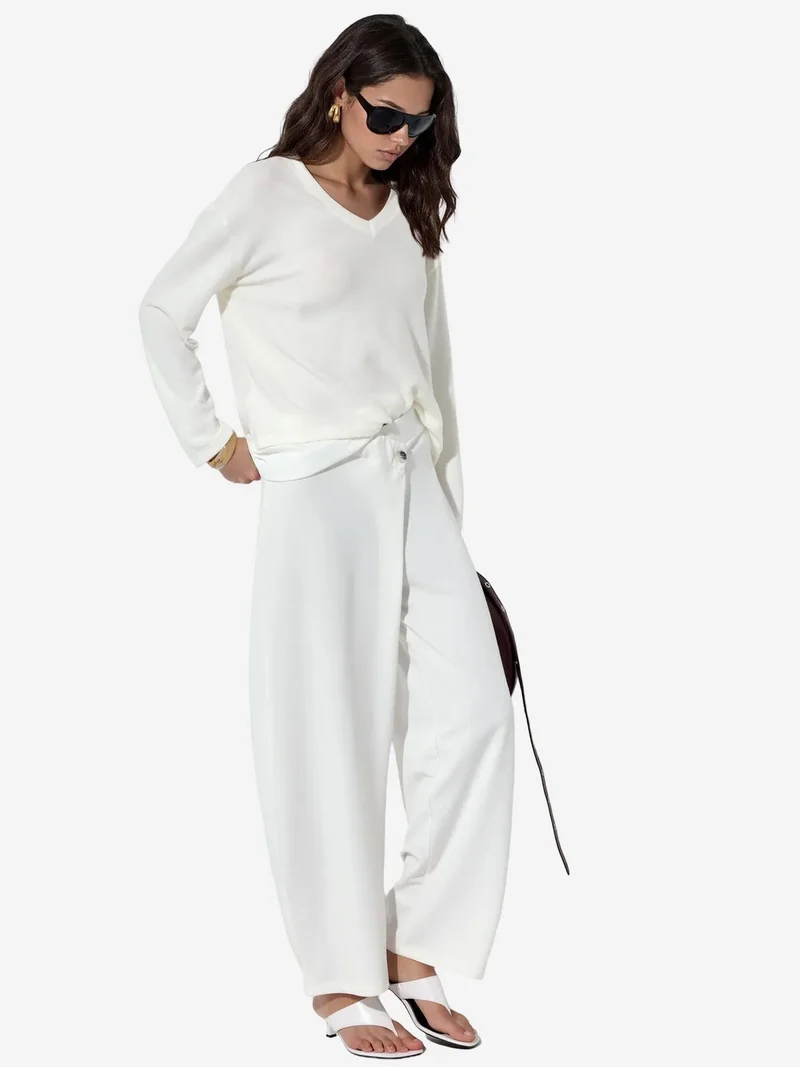 Busem BUSEM Women's High-waist Wide-leg Crepe Trousers