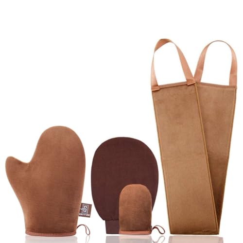 G GAIYAH GAIYAH Self Tanning Mitt Applicator Kit With Back Lotion Applicators For Your Back Exfoliator Glove and Finger Face Mitt