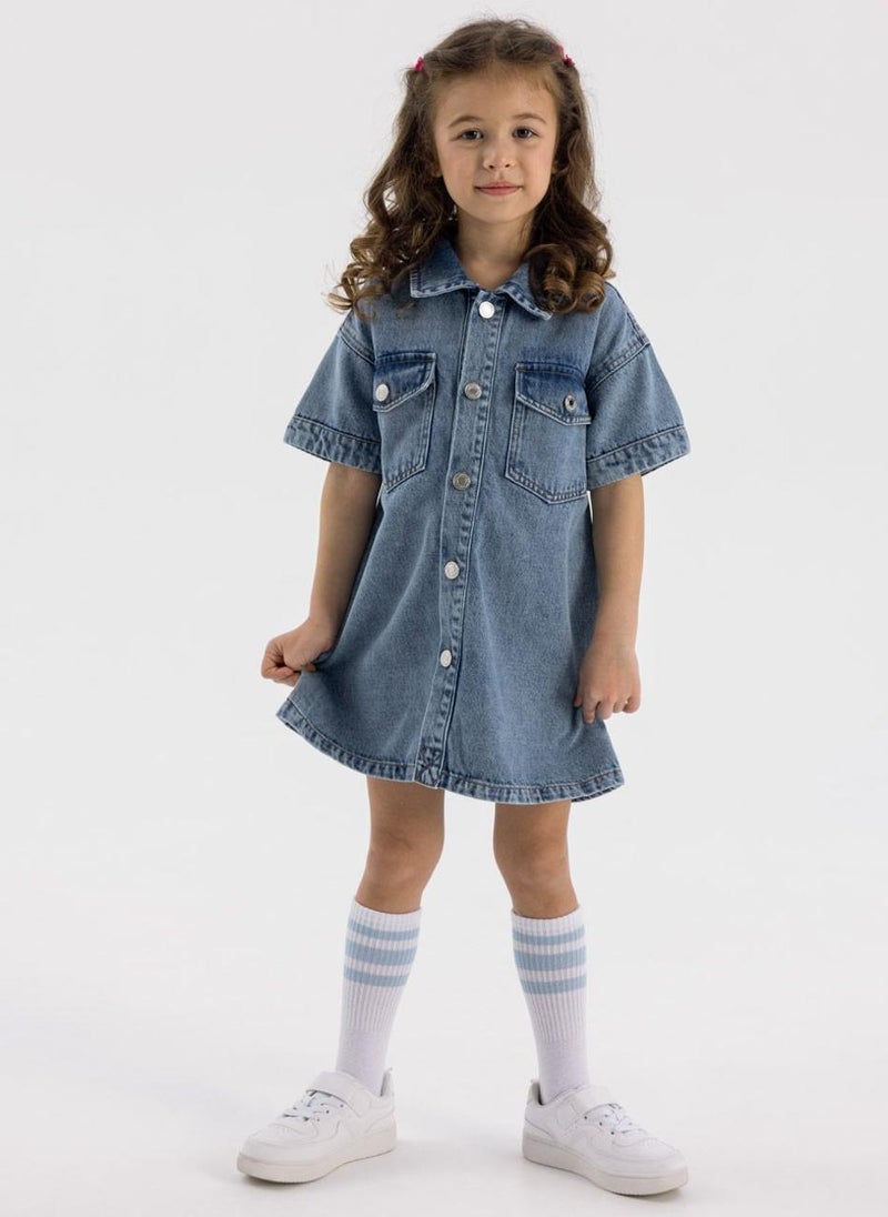 MINOTI Denim Button-Down Dress  - Image 1