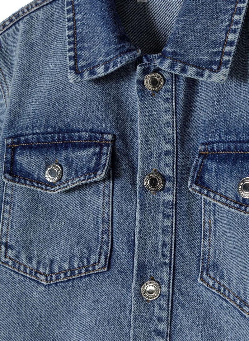MINOTI Denim Button-Down Dress  - Image 4