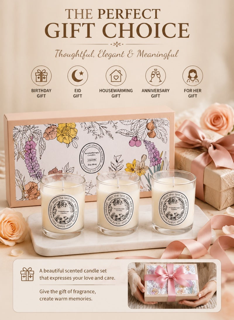 Golden Luxury Scented Candles Set of 3, Aromatherapy Soy Wax Candle Gift Set with 3 Relaxing Fragrances, Home Decor Candle for Bedroom Living Room Spa and Gifts - Image 5