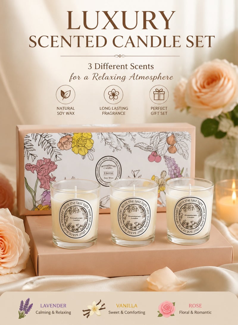Golden Luxury Scented Candles Set of 3, Aromatherapy Soy Wax Candle Gift Set with 3 Relaxing Fragrances, Home Decor Candle for Bedroom Living Room Spa and Gifts - Image 1
