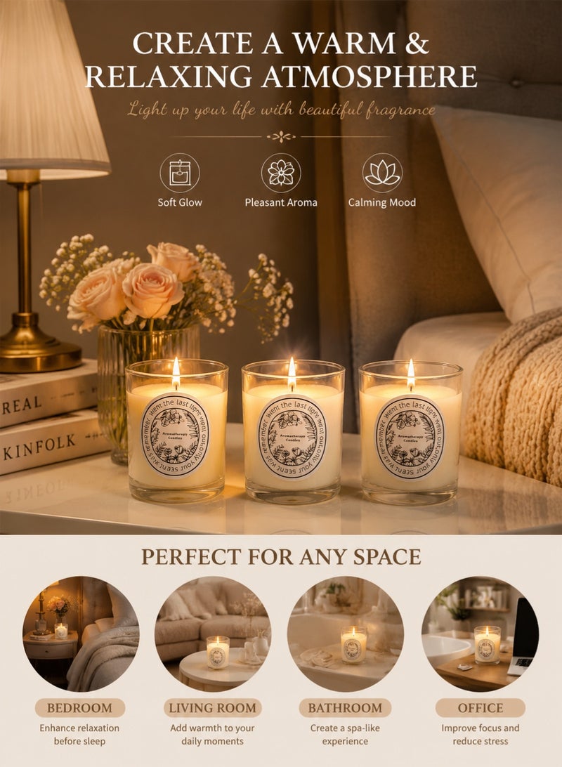 Golden Luxury Scented Candles Set of 3, Aromatherapy Soy Wax Candle Gift Set with 3 Relaxing Fragrances, Home Decor Candle for Bedroom Living Room Spa and Gifts - Image 4