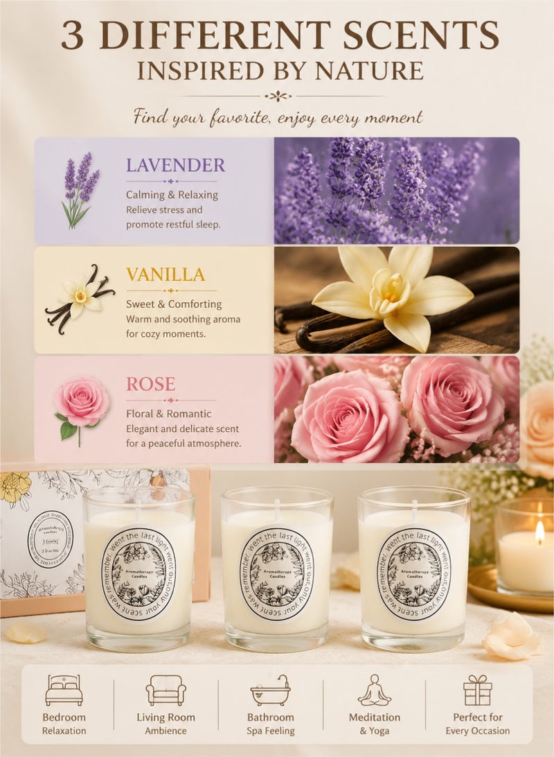 Golden Luxury Scented Candles Set of 3, Aromatherapy Soy Wax Candle Gift Set with 3 Relaxing Fragrances, Home Decor Candle for Bedroom Living Room Spa and Gifts - Image 3