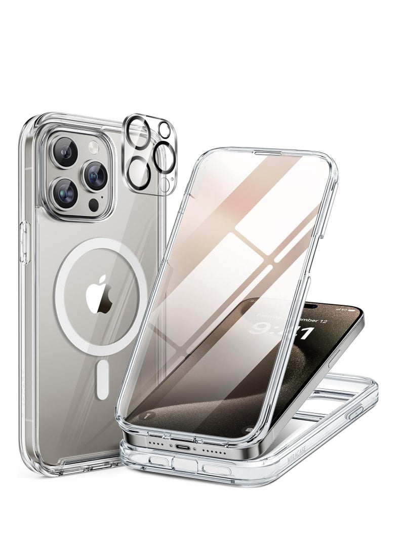 Miracase - Miracase Magnetic for iPhone 15 Pro Max Case 6.7'' [Compatible with Magsafe] Full-Body Drop Proof Bumper Phone Case for iPhone 15 Pro Max with Built-in 9H Tempered Glass Screen Protector,Clear - Image 1