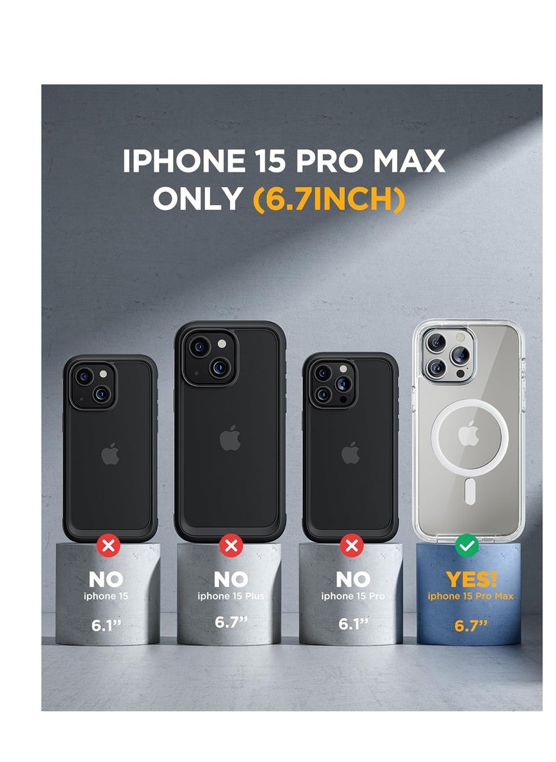 Miracase - Miracase Magnetic for iPhone 15 Pro Max Case 6.7'' [Compatible with Magsafe] Full-Body Drop Proof Bumper Phone Case for iPhone 15 Pro Max with Built-in 9H Tempered Glass Screen Protector,Clear - Image 1