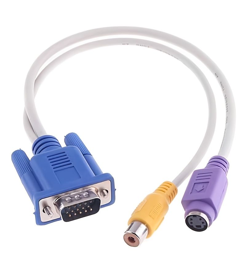 1pc VGA to AV Adapter Cable for TV to Computer Connection Triple Row 15 Pin - Image 1