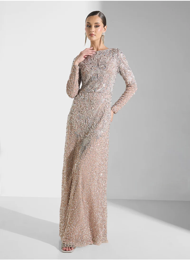 ماري Izel Modest Embellished Sequin Maxi Dress