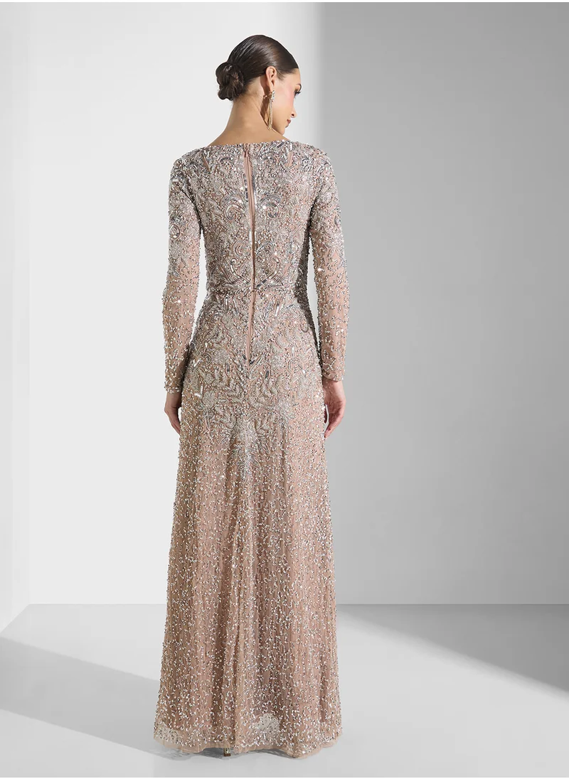 ماري Izel Modest Embellished Sequin Maxi Dress