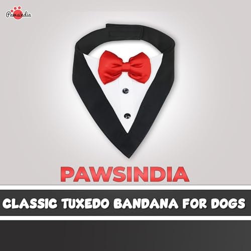Pawsindia Tuxedo Bandana for Dogs, Crafted from Premium Fabric to Ensuring Proper Air Circulation and Adding a Touch of Trendy Style (Large, Black) - Image 2