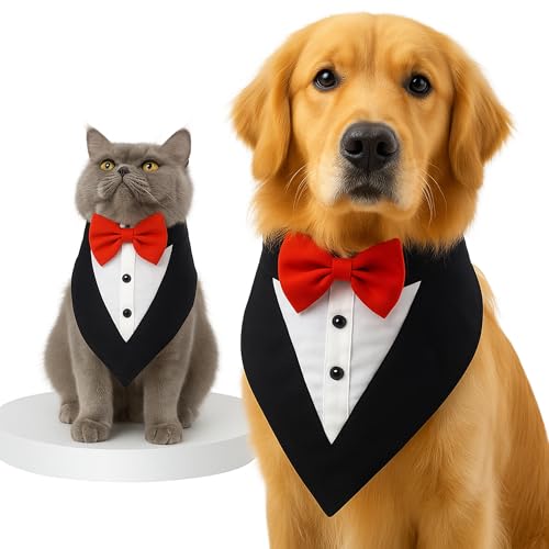 Pawsindia Tuxedo Bandana for Dogs, Crafted from Premium Fabric to Ensuring Proper Air Circulation and Adding a Touch of Trendy Style (Large, Black) - Image 1