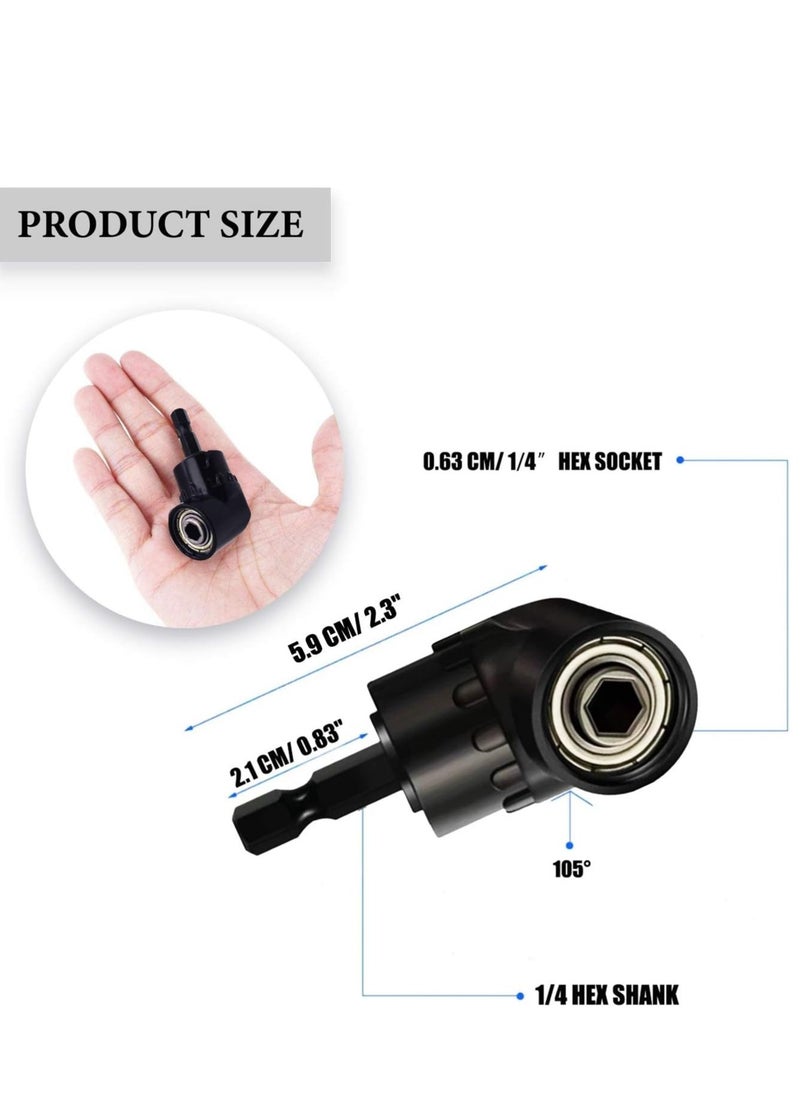 Generic - 105 Degree Right Angle Bit Extension for Drill, Right Angle Drill Adapter Attachment, Right Angled Screwdriver Drill Bit Extension, Impact Drill Bit Adapter for Tight Space (1pc，BLACK) - Image 1