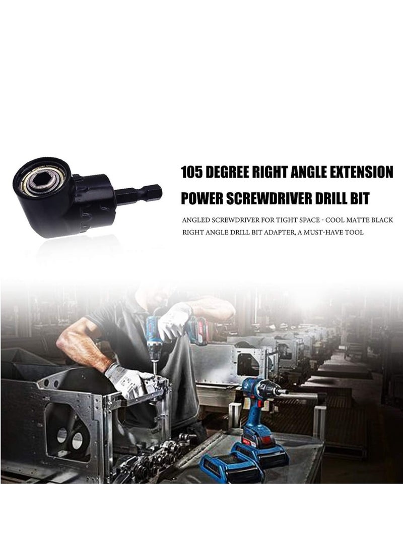Generic - 105 Degree Right Angle Bit Extension for Drill, Right Angle Drill Adapter Attachment, Right Angled Screwdriver Drill Bit Extension, Impact Drill Bit Adapter for Tight Space (1pc，BLACK) - Image 1