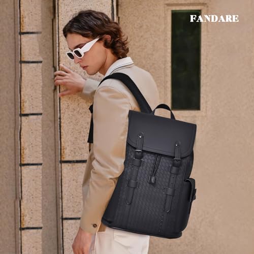 FANDARE Heavy Duty PVC Backpack Business Casual Laptop backpacks Travel Rucksack for men Laptop Rucksack Work bag Waterproof Expandable Backspack Daypacks Black A - Image 3