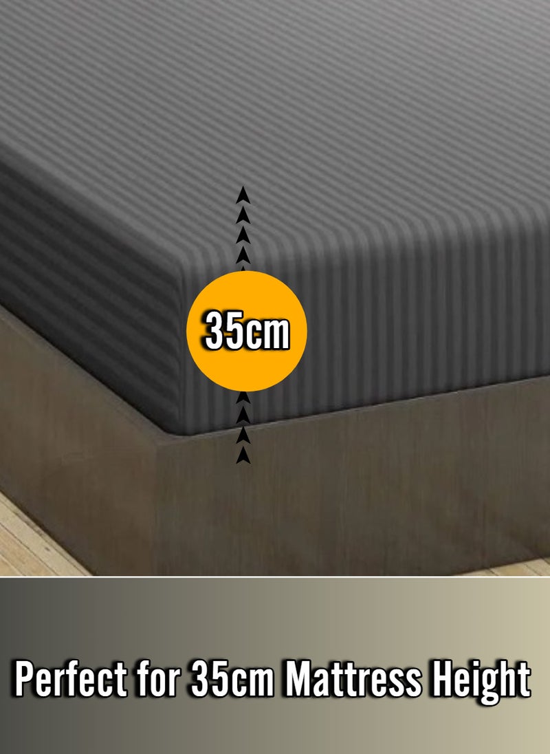 Blueberry Dark Grey Extra Deep Pocket Bed Sheets Cotton 3 Piece Sheet Set 180x200+35cm - Image 2