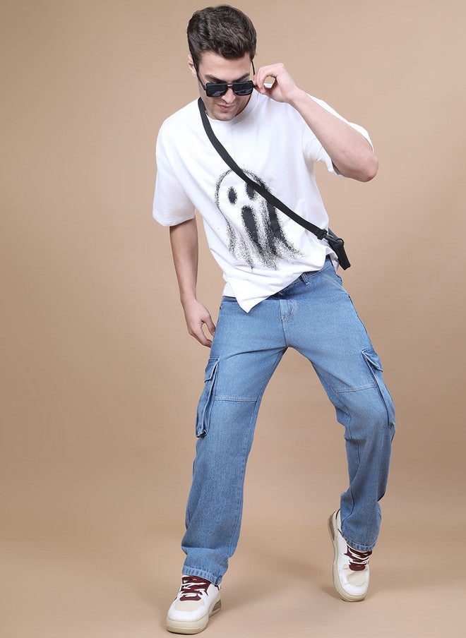Hence Men Baggy High-Rise Denim Cargo Jeans - Image 4