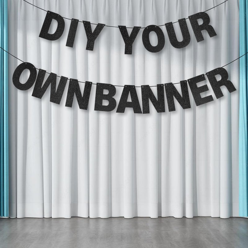 mifengda DIY Banner Kit with Letters Glitter Banner Letters Black Customizable Birthday Banners Graduation Banner Custom Party Hanging Banner for Graduation Wedding Party Baby Shower Decoration(Black) - Image 5
