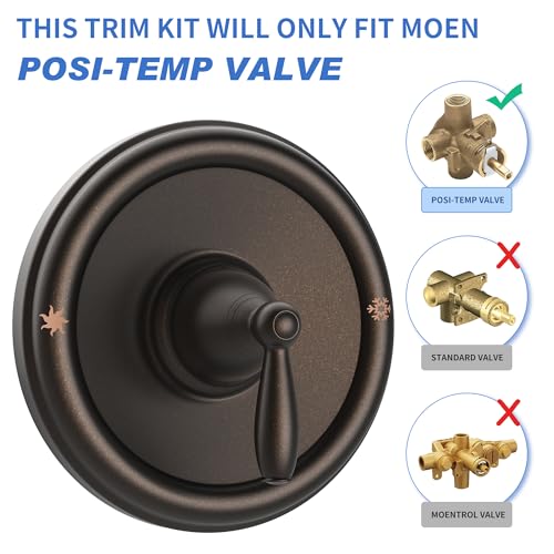 KANDENT T2151ORB Brantford Valve Trim Kit OilRubbed Bronze Shower Trim Kit Shower Lever Handle Compatible with Moen 2510 Valve - Image 3