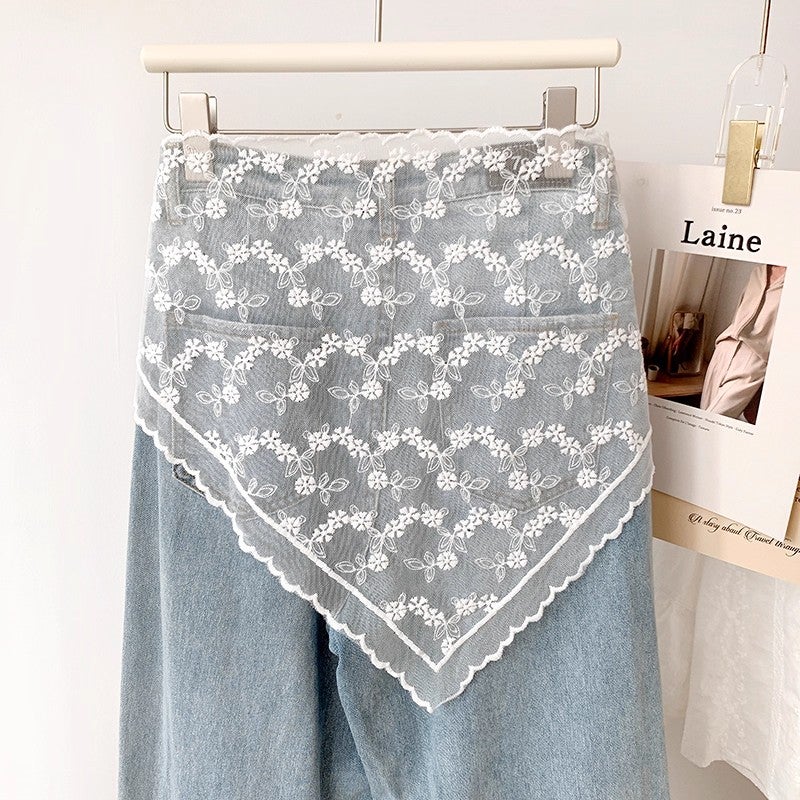 Women's Lace Hollow Out A-Line Mini Skirt with Layered Tulle Korean Style - Image 4