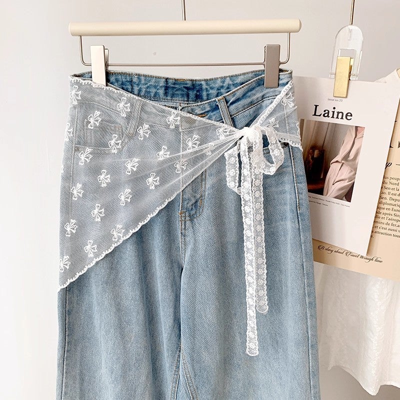 Women's Lace Hollow Out A-Line Mini Skirt with Layered Tulle Korean Style - Image 3