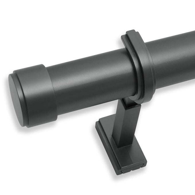 NONADJUSTABLE LUXURY CURTAIN RODS FOR WINDOWS 1 ROD SET 3 FOOT FIXED LENGTH MATTE GRAPHITE