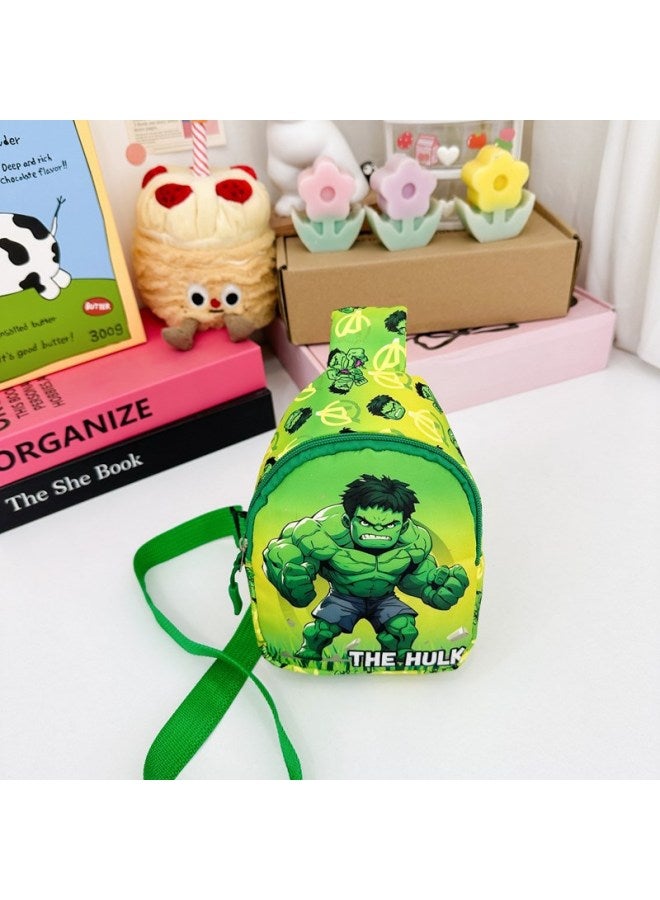 This Year's Children's Bag Boys And Girls Fashion Cartoon Coin Purse Messenger Bag Outdoor Leisure Small Backpack Chest Bag-Color:Green Hulk  - Image 1