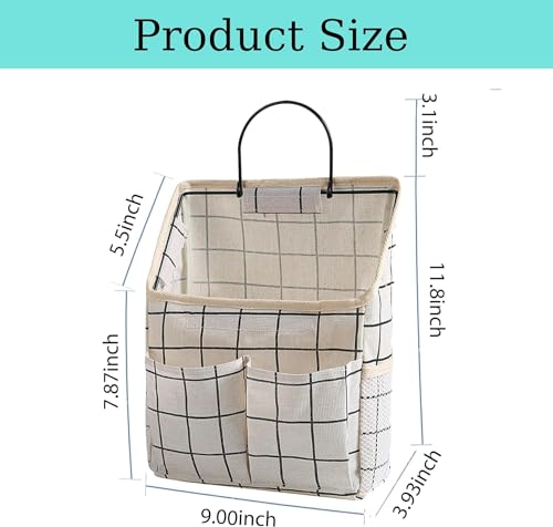 Someteth 2 Pack Wall Hanging Storage Bags Organizer with Pockets Storage for Dormitory Bathroom Bedroom Kitchen White Grid - Image 3
