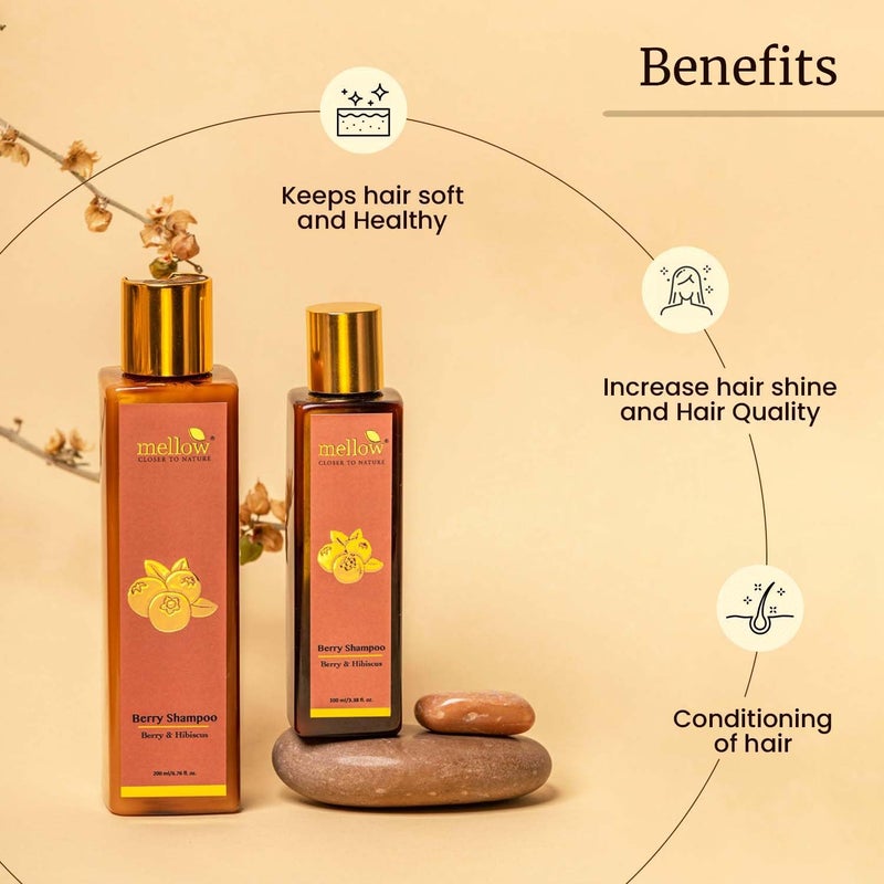 Mellow Herbal Berry Shampoo Hair Fall Control Strengthening Enriched with Hibiscus Berry Leaves Boosts Shine Nourishes Scalp Sulfate ParabenFree 100ml - Image 4