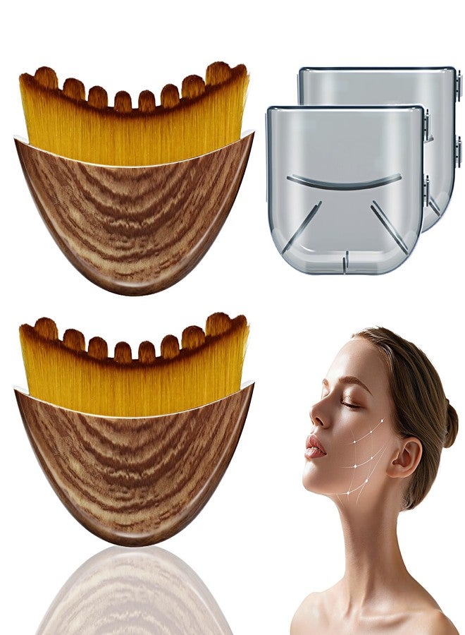 TANKITIAL Lymphatic Contour Face Brush - Lymphatic Drainage Makeup Brushes for Sculpting & Lifting, Anti-Puffiness Detox Massage, Boosts Skincare Absorption & Glow, Soft Bristles for All Skin Types(Brown-2 pcs) - Image 1
