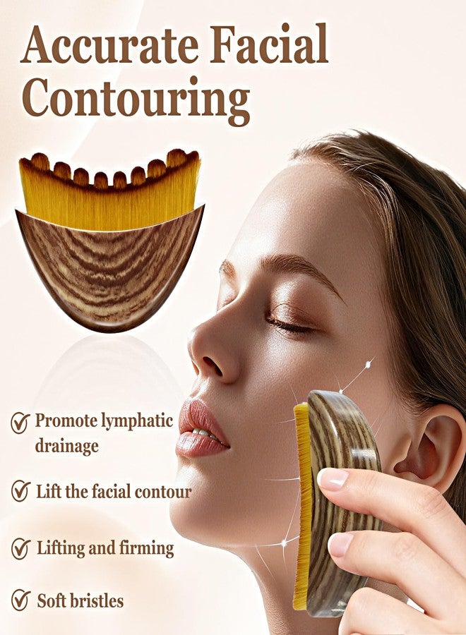 TANKITIAL Lymphatic Contour Face Brush - Lymphatic Drainage Makeup Brushes for Sculpting & Lifting, Anti-Puffiness Detox Massage, Boosts Skincare Absorption & Glow, Soft Bristles for All Skin Types(Brown-2 pcs) - Image 5