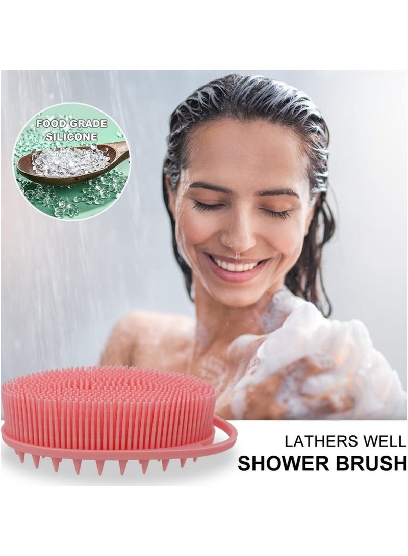 Upgrade 2 in 1 Bath and Shampoo Body Brush, Silicone Exfoliating Body Scrubber for Use in Shower, Premium Silicone Loofah, Head Scrubber, Scalp Massager, Easy to Clean (1PC Pink) - Image 2