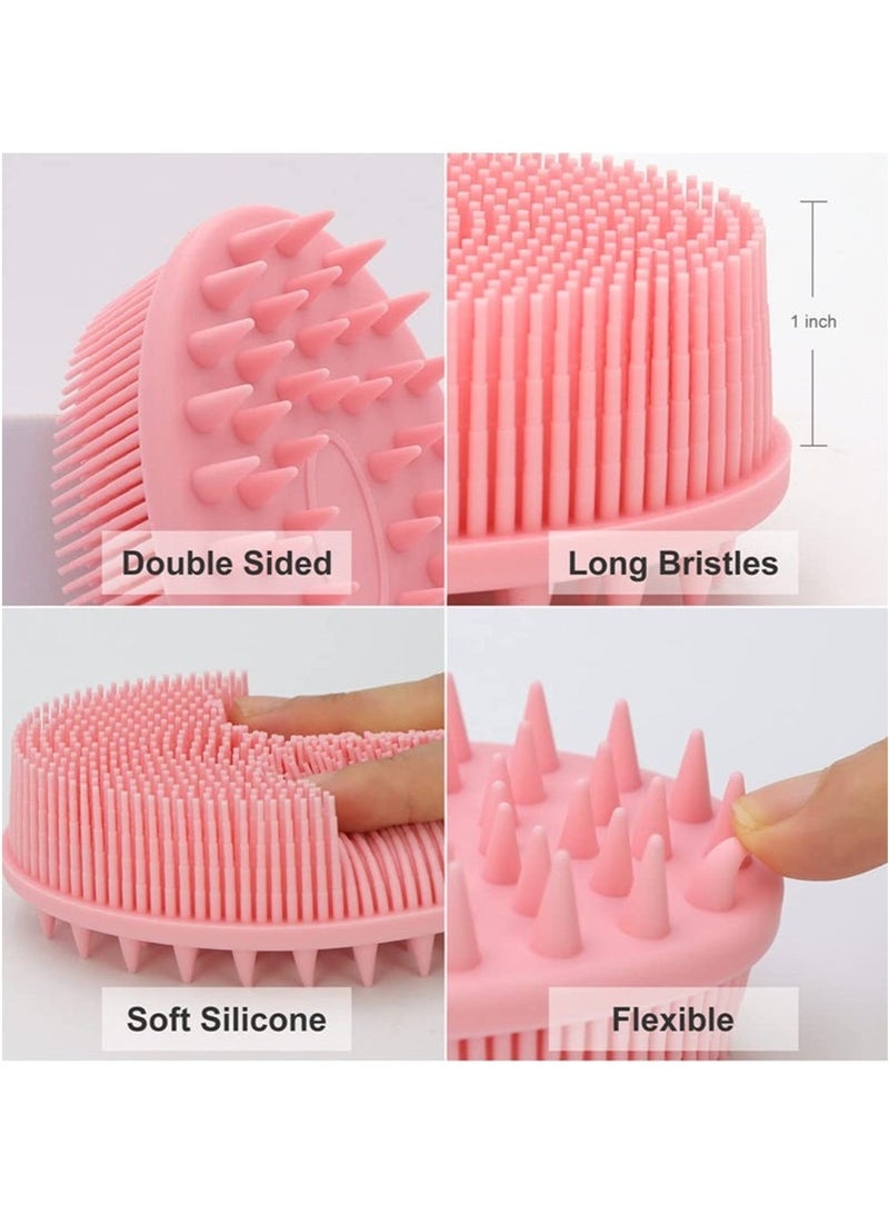 Upgrade 2 in 1 Bath and Shampoo Body Brush, Silicone Exfoliating Body Scrubber for Use in Shower, Premium Silicone Loofah, Head Scrubber, Scalp Massager, Easy to Clean (1PC Pink) - Image 4