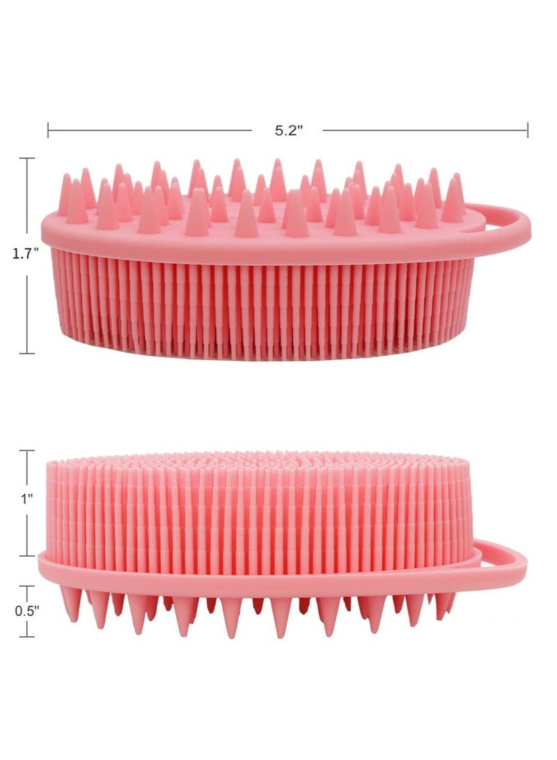 Upgrade 2 in 1 Bath and Shampoo Body Brush, Silicone Exfoliating Body Scrubber for Use in Shower, Premium Silicone Loofah, Head Scrubber, Scalp Massager, Easy to Clean (1PC Pink) - Image 5