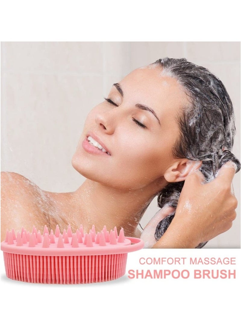 Upgrade 2 in 1 Bath and Shampoo Body Brush, Silicone Exfoliating Body Scrubber for Use in Shower, Premium Silicone Loofah, Head Scrubber, Scalp Massager, Easy to Clean (1PC Pink) - Image 3