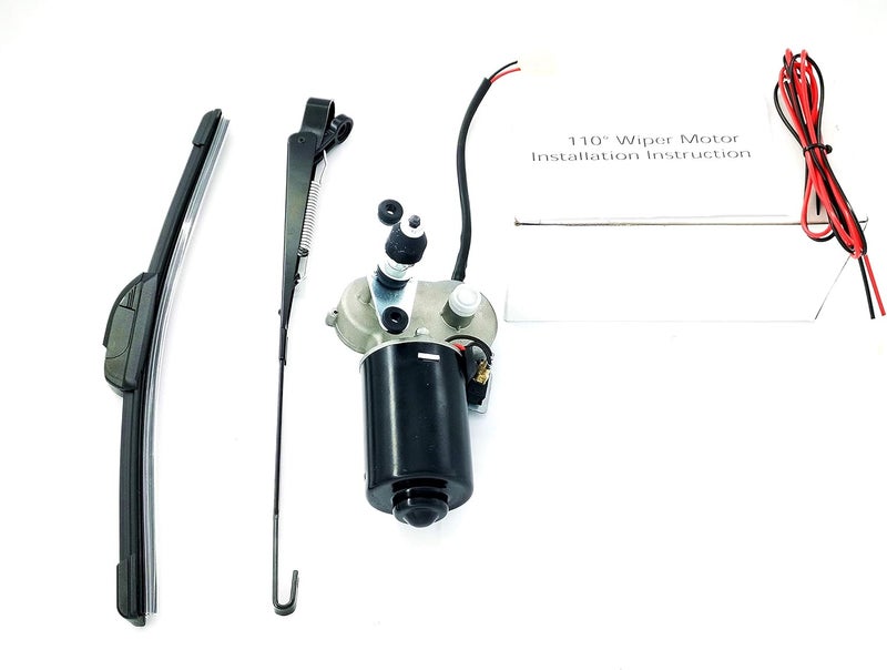 Qarmar 12V Electric UTV Windshield Wiper Motor Kit Fits Polaris Ranger RZR Kawasaki Honda Pioneer Golf Cart Agriculture Vehicle,110 Degree Swing + Wipers (Multi Sizes) - Image 3
