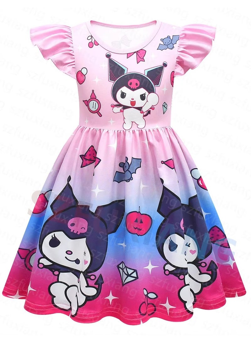 فستان كورومي الكرتوني الجميل للفتيات، مناسب للارتداء غير الرسمي للأطفال - Image 1