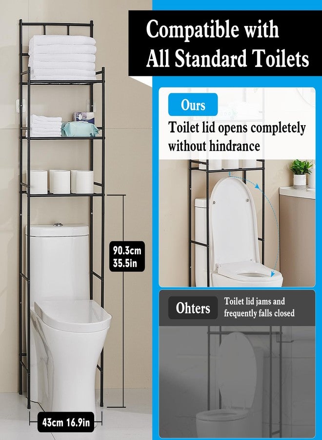 Hoomtaook 3-Tier Over The Toilet Storage Rack - Metal Over Toilet Bathroom Organizer Shelf, Freestanding Over Toilet Bathroom Organizer for Bathroom, Laundry, Black - Image 3