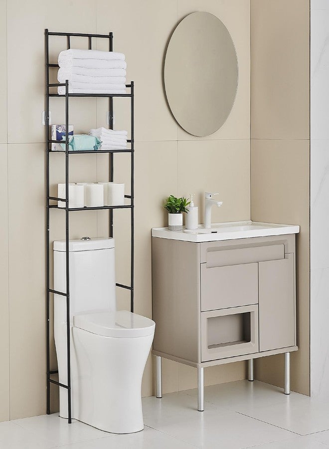 Hoomtaook 3-Tier Over The Toilet Storage Rack - Metal Over Toilet Bathroom Organizer Shelf, Freestanding Over Toilet Bathroom Organizer for Bathroom, Laundry, Black - Image 1