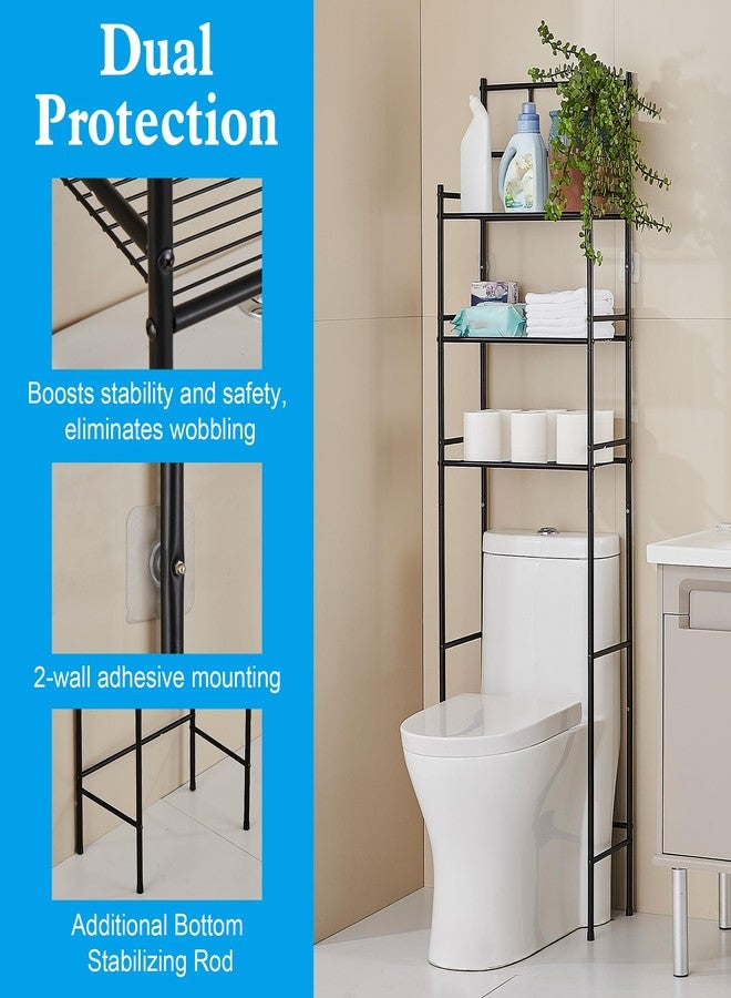 Hoomtaook 3-Tier Over The Toilet Storage Rack - Metal Over Toilet Bathroom Organizer Shelf, Freestanding Over Toilet Bathroom Organizer for Bathroom, Laundry, Black - Image 2