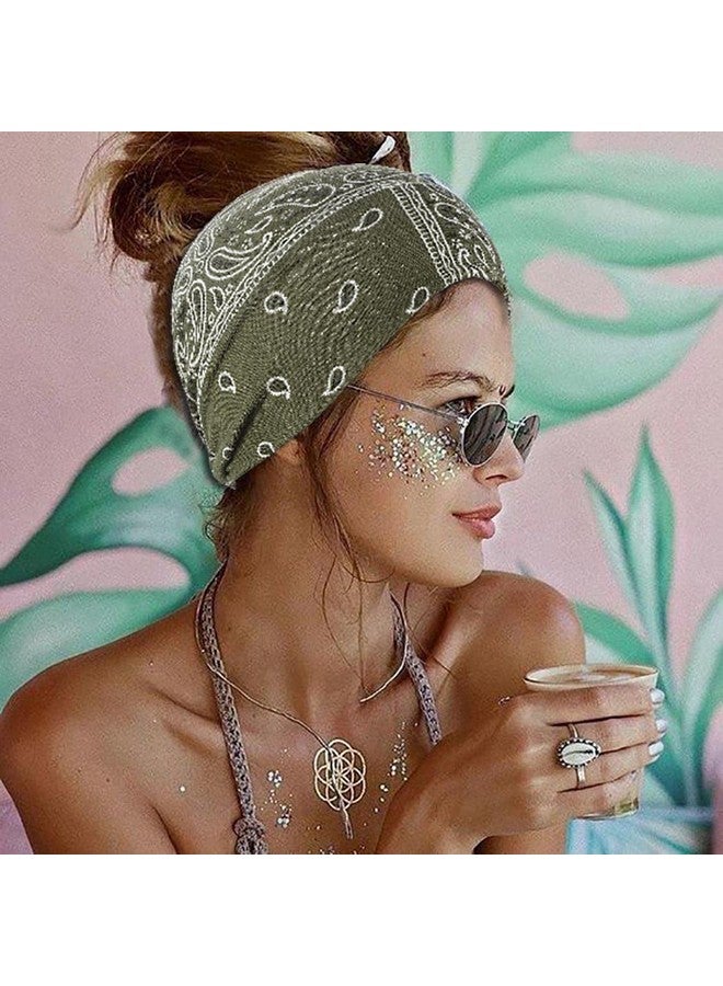 CAKURE Boho Headbands Wide Turban Knotted Head Bands African Thick Head Wraps Yoga Running Workout Hairbands Hair Scarf Elastic Hair Fashion Accessories For Women And Girls Pack Of 3(Set-2) - Image 4