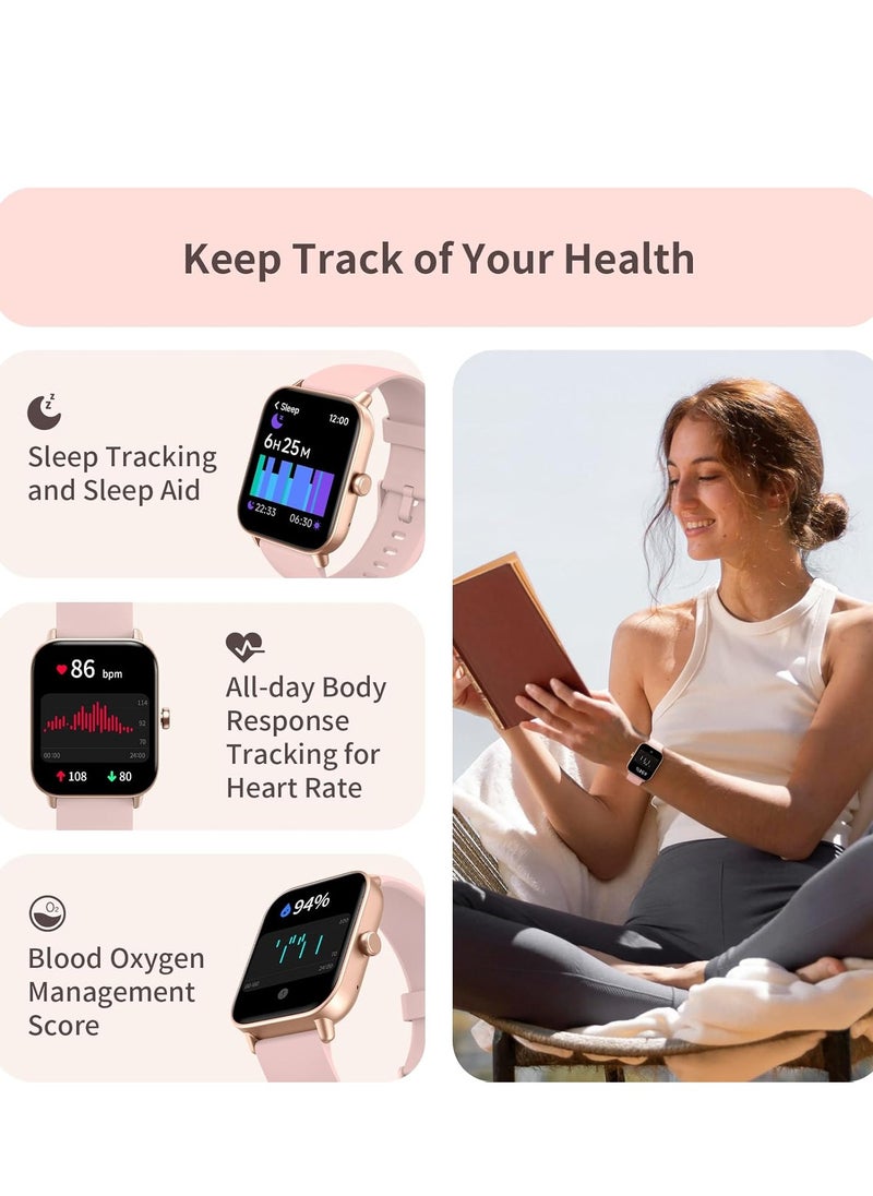 Furtey Women's Smartwatch (Built-in Alexa and Bluetooth Calling), 1.8 Inch Smartwatch with SpO2/Heart Rate/Sleep/Stress Monitor, Calorie/Step/Distance Counter, 100+ Sports Modes, IP68 Waterproof Fitness Watch for Android iOS  - Image 5