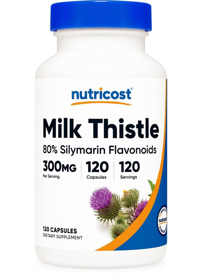 Nutricost كبسولات حليب الشوك من نوتريكوست 300 ملغ، 120 كبسولة (80% سيليمارين) - خالية من الغلوتين وغير معدلة وراثيًا - Image 1