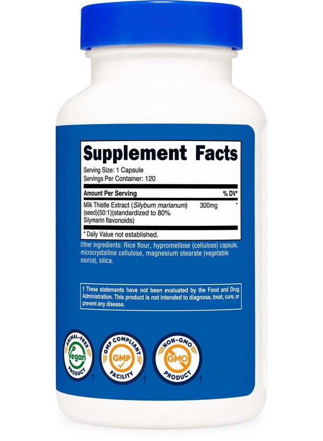 Nutricost كبسولات حليب الشوك من نوتريكوست 300 ملغ، 120 كبسولة (80% سيليمارين) - خالية من الغلوتين وغير معدلة وراثيًا - Image 5