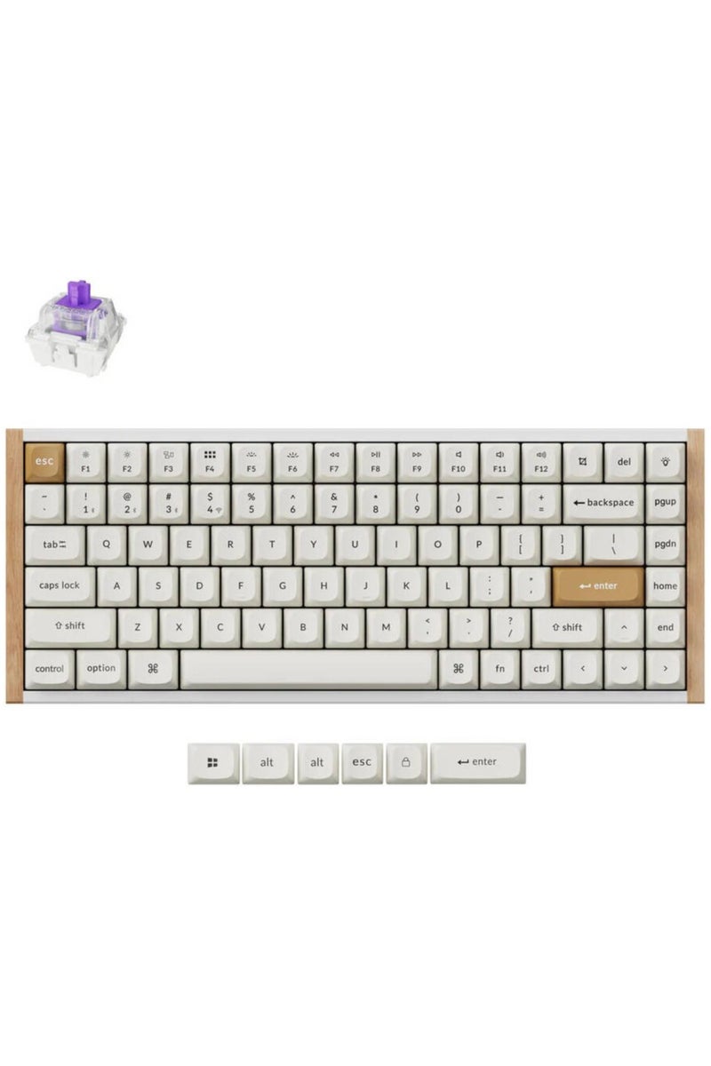 Keychron Keychron K2 HE Wireless Mechanical Keyboard, 75% Compact Layout, Gateron Magnetic Hall Effect Switches, Hot-Swappable, Rapid Trigger, RGB Backlit, Mac/Windows Compatible, 4000mAh Battery, Arabic/English Layout, Special Edition White with Rosewood Side Panel | K2H-Q1-AR  - Image 1