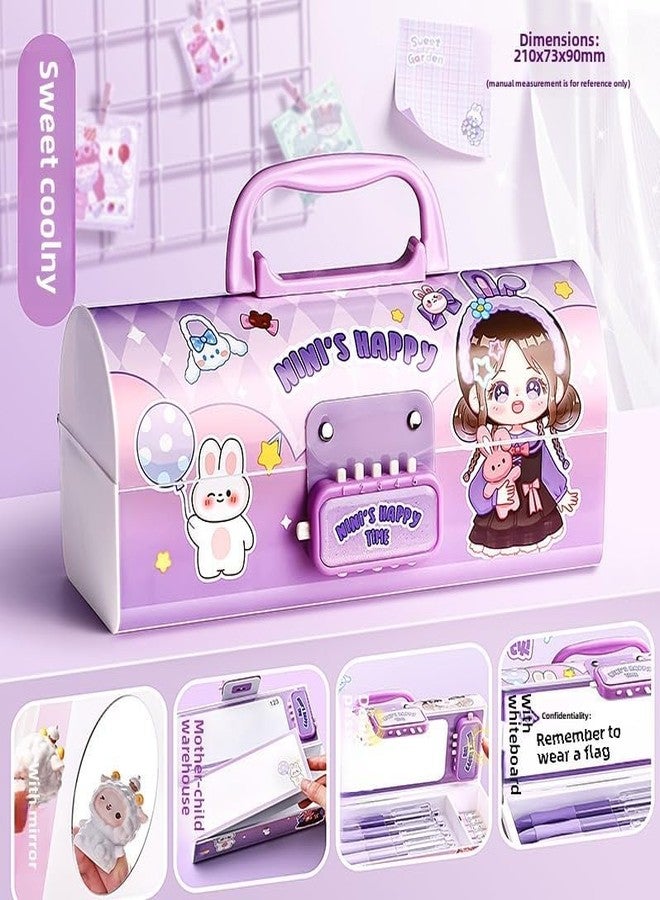 KNEWTEN Mini's Happy Pencil Box with Double Password Lock, Multi-Functional Stationary Organizer Case, Suitcase Style Pencil Case for Boys & Girls (Pack of 1) - Image 5